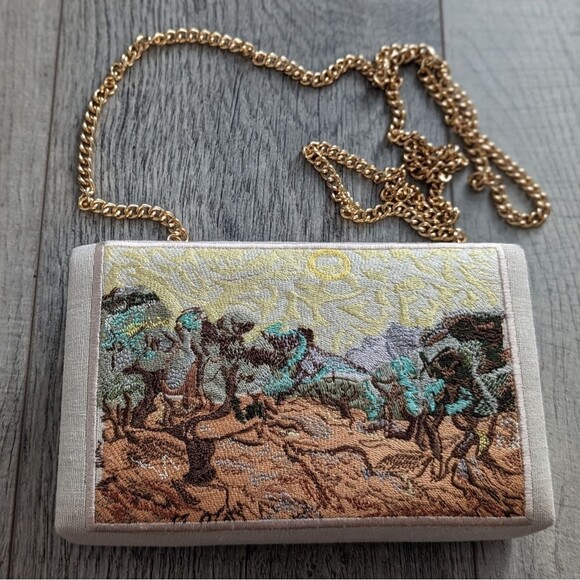 Embroidered Clutch Crossbody Purse Boho Bag Olive Trees by Van Gogh Handcrafted - Picture 12 of 12